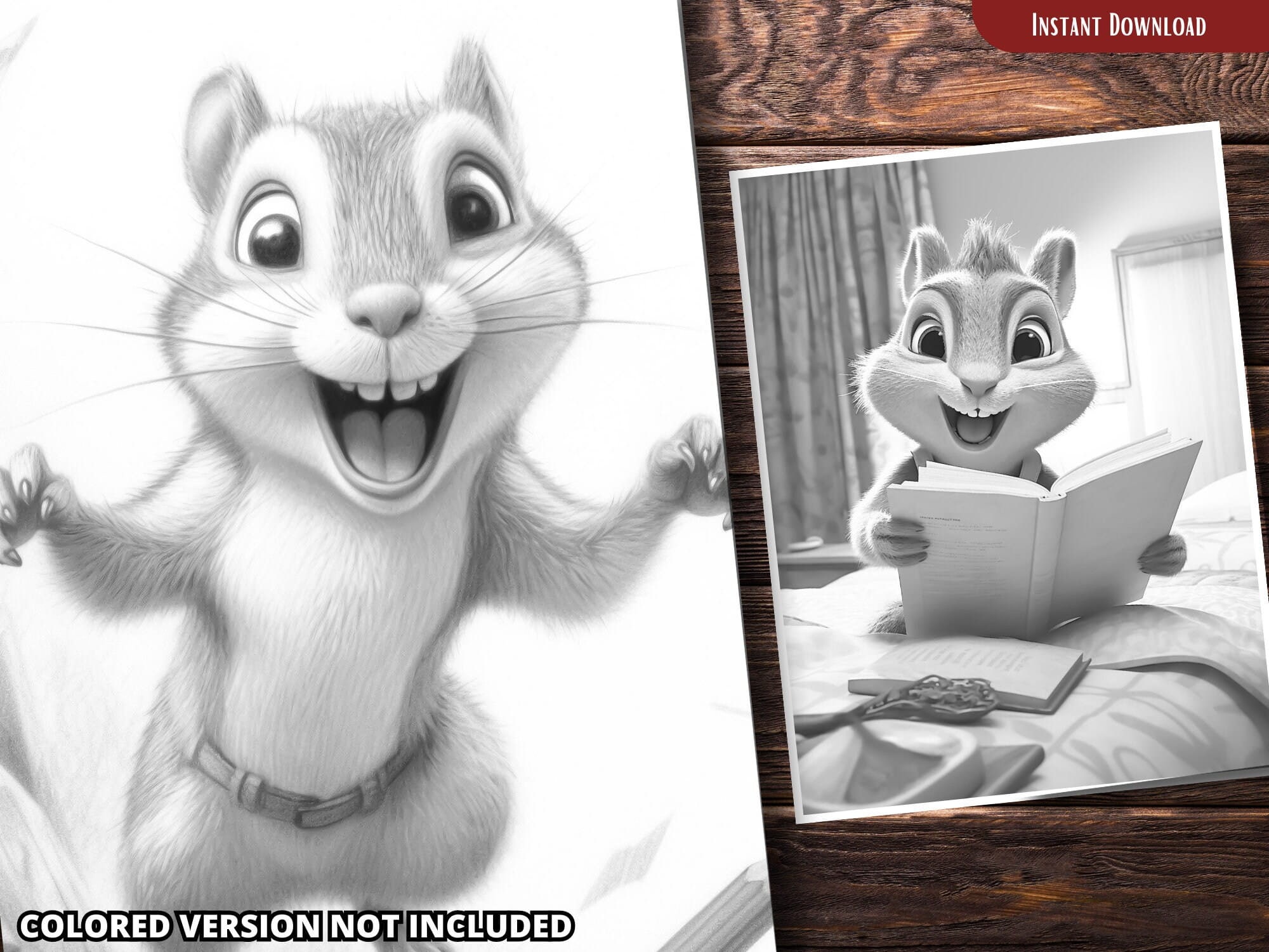 Squirrel Coloring Pages for Adults and for Kids for Relax and Stress ...