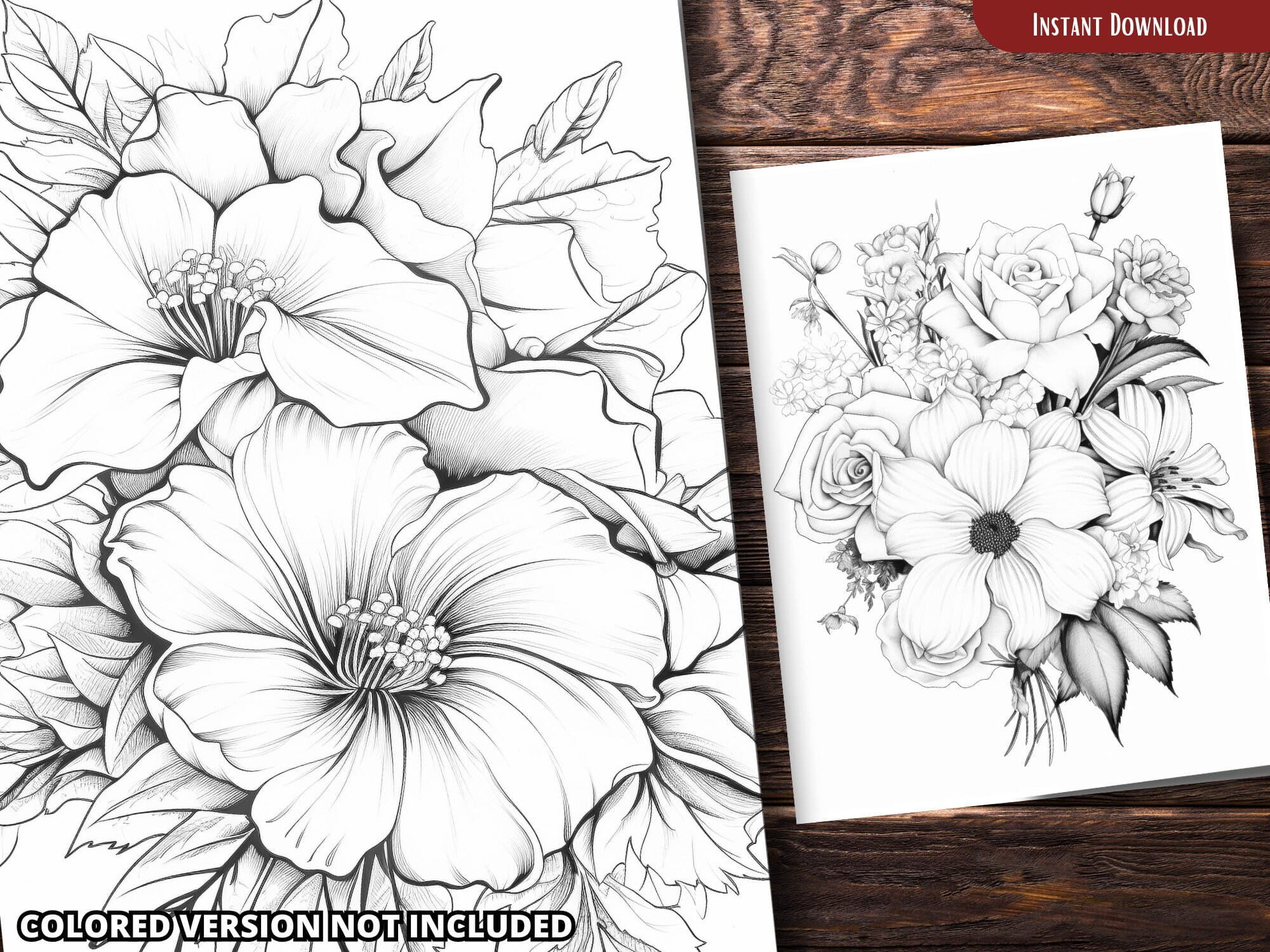 Flower Bouquet Coloring Pages for Adults and for Kids for Relax and ...