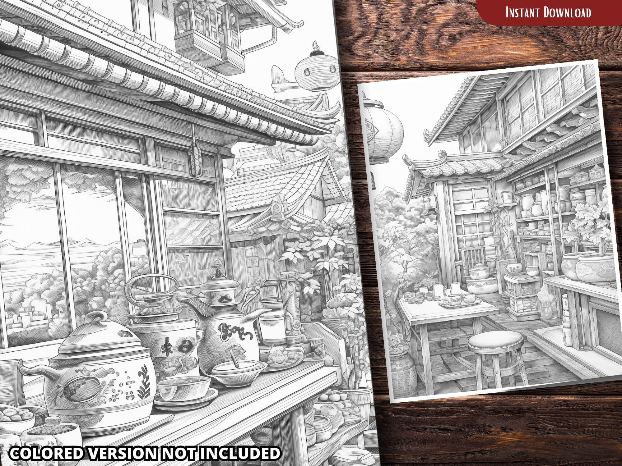 Japanese Coffee Shop Coloring Pages for Adults and for Kids Coloring ...