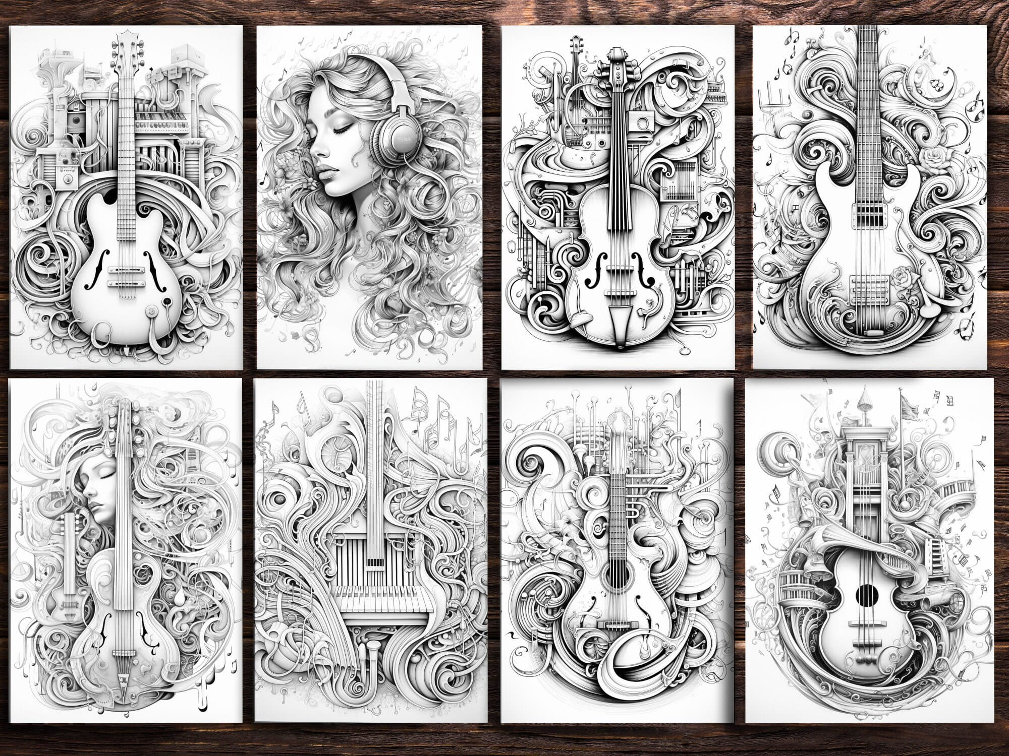 Music Chill Coloring Pages for Adults and for Kids for Relax and Stress ...