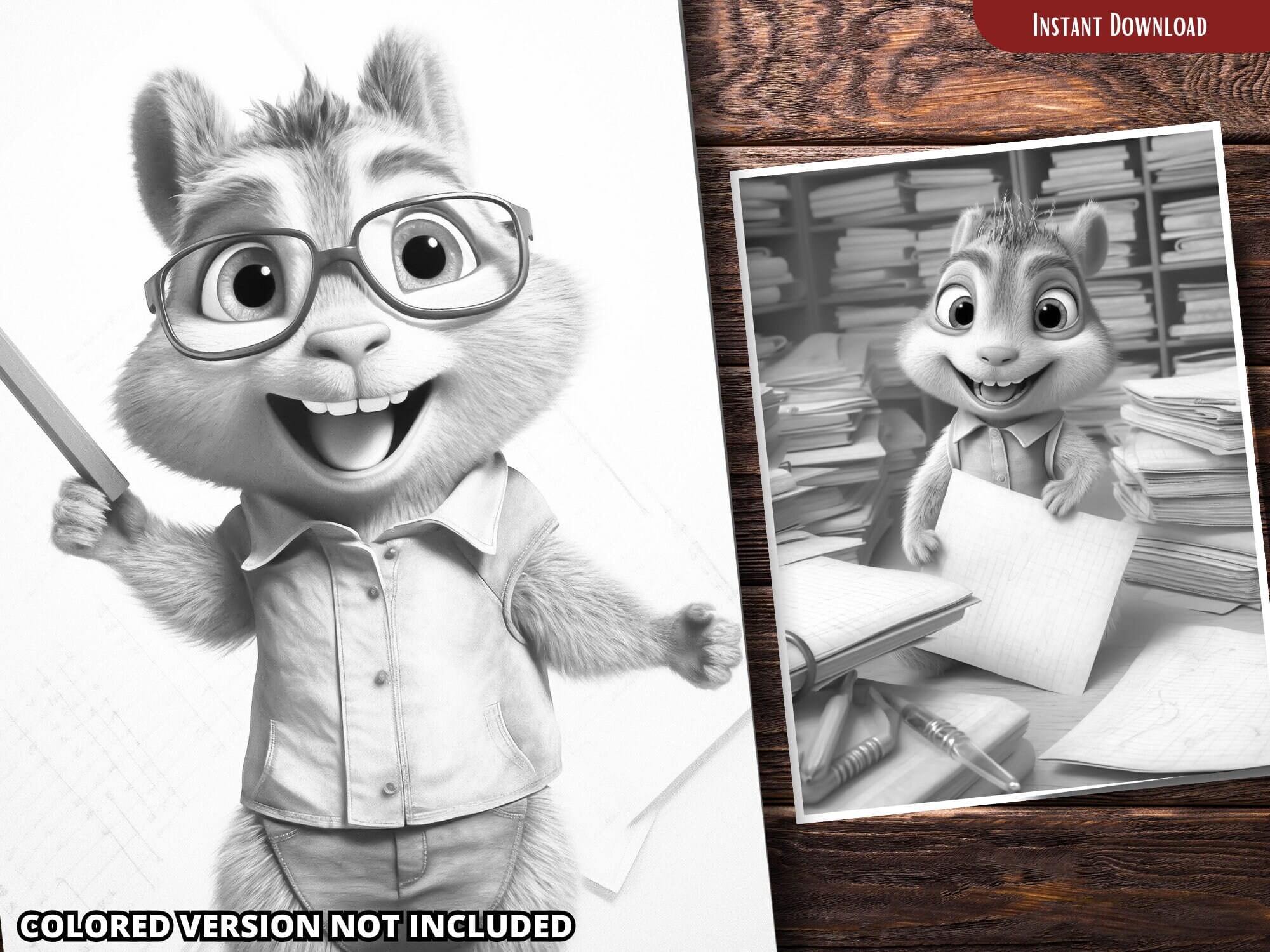 Squirrel Coloring Pages for Adults and for Kids for Relax and Stress ...