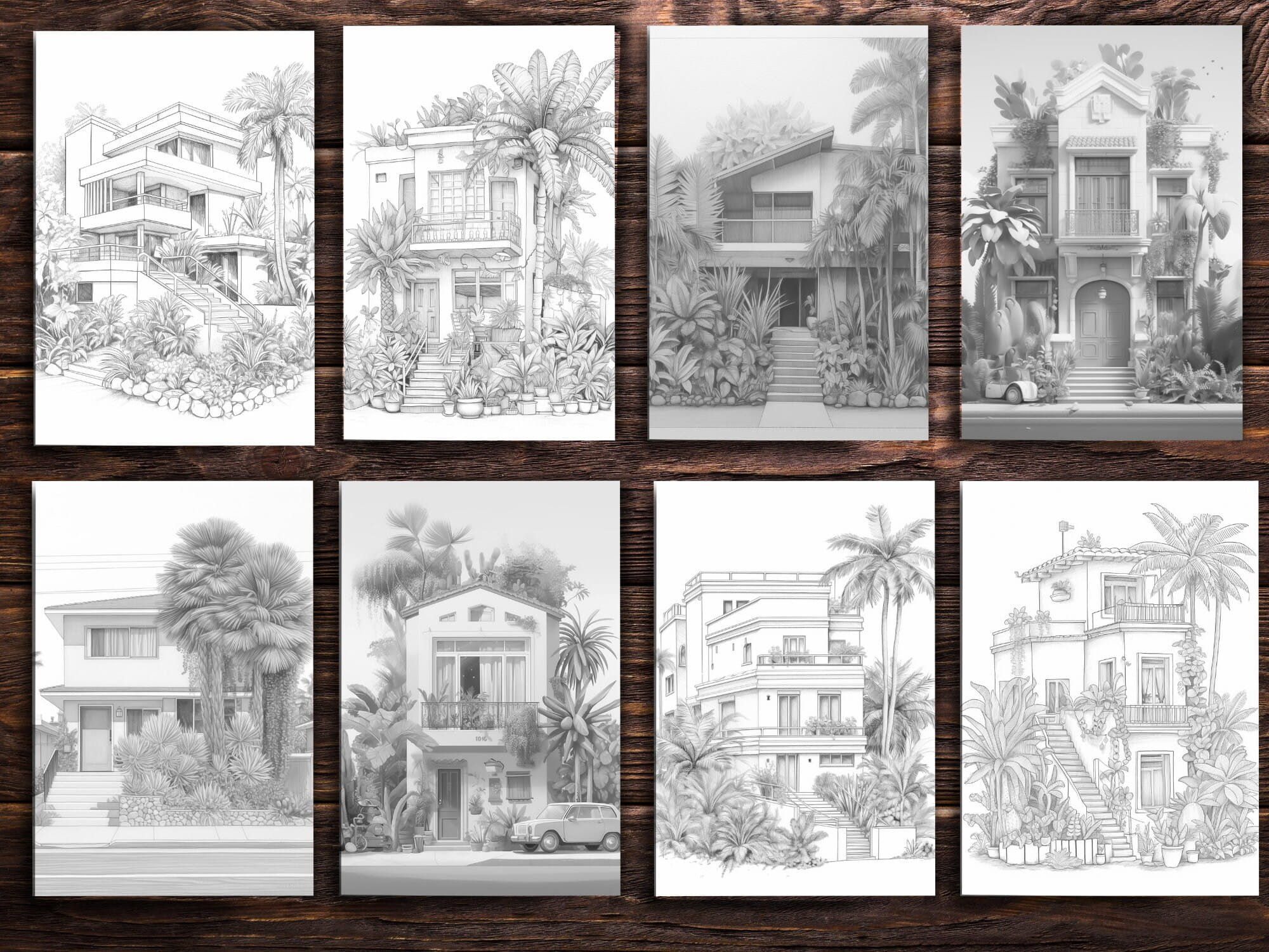 Minimalist Houses Coloring Pages for Adult Kids Instant Download - Etsy