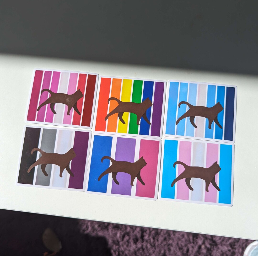 Pride Cat Stickers LGBT Pride Flag Stickers Gay / Lesbian / Ace / Bi ...