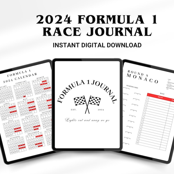 2024 FORMULA 1 Planner | Car Race Tracker | Weekly F1 Planner | Digital FORMULA 1 Journal | 2024 F1 Calendar | Formula1 Race Tracker