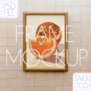 Mockup Art A4 Vertical Frame Photoshop Template Realistic Interior Scene PSD DIN A Wood Frame High-Quality Wall Art Print Showcase Design