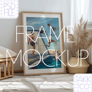 Vertical frame mockup, digital mockup, interior frame mockup, mockup for DIN A art print, glass reflection mockup, realistic frame mockup
