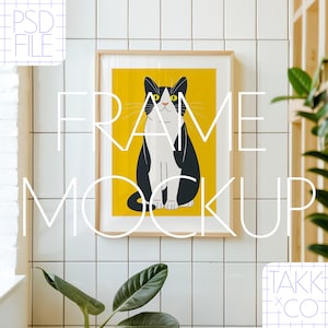 Vertical frame mockup, digital mockup, interior frame mockup, mockup for DIN A art print, glass reflection mockup, realistic frame mockup