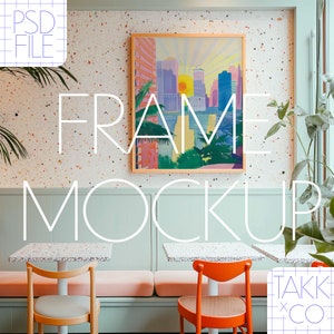 Vertical frame mockup, digital mockup, interior frame mockup, mockup for DIN A art print, glass reflection mockup, realistic frame mockup