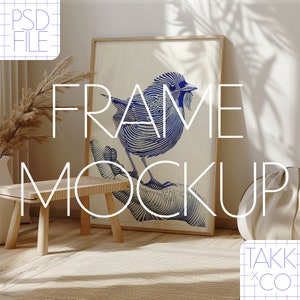 Vertical frame mockup, digital mockup, interior frame mockup, mockup for DIN A art print, glass reflection mockup, realistic frame mockup