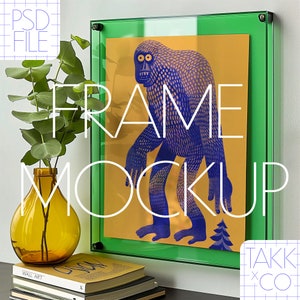 Vertical frame mockup, digital mockup, interior frame mockup, mockup for DIN A art print, glass reflection mockup, realistic frame mockup