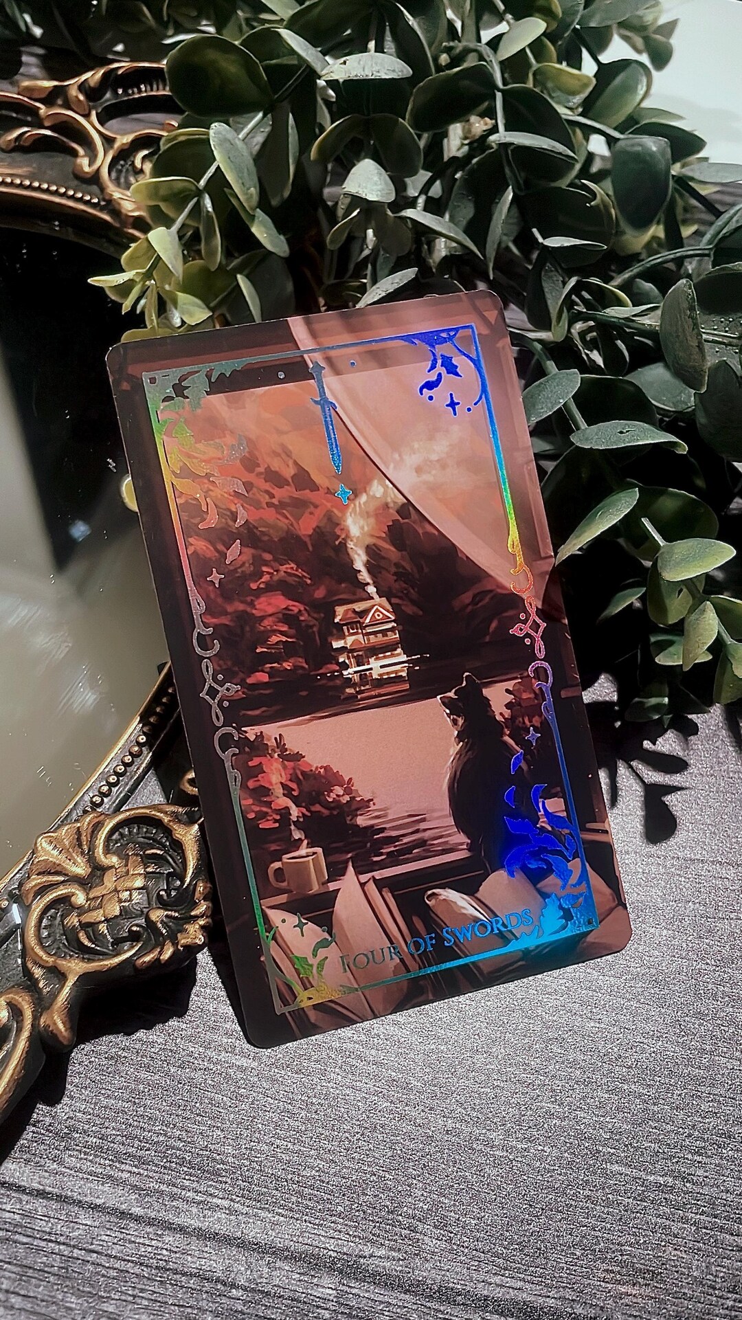 Four of Swords - Darqprism Tarot Card With Holographic Foil - Etsy