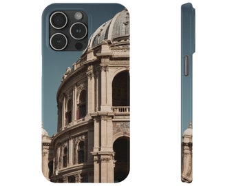 Funda para iPhone con arte lineal de arquitectura europea - Funda delgada para viajes y estética arquitectónica