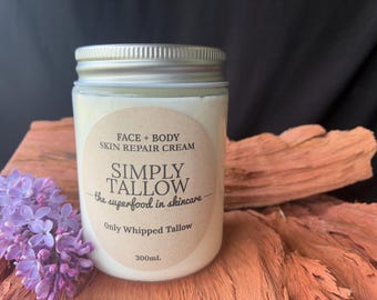 ONLY WHIPPED TALLOW….One Ingredient/ Face and Body Cream/ Grass Fed and Finished/ Exzema Friendly/ eczema/ psoriasis/ anti-aging