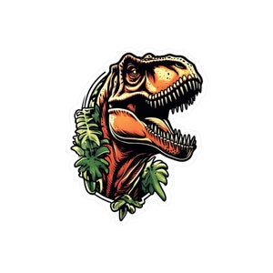 Dinosaur Sticker, T Rex Sticker, Tyrannosaurus Rex Sticker - T-rex, Dino in Jungle Sticker, Waterproof, Vinyl Decal, Helmet, Laptop, Phone