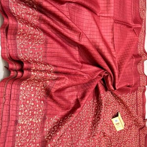 Pure exclusive premium quality beautiful desi tassar silk sarees borders and body full Embroidery work designs