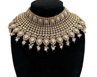 Antique high quality Polki bridal necklace set/ bridal jewelry/ necklace/ Indian jewelry/ wedding jewelry/ Bollywood jewelry