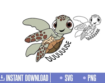 Squirt Png, Dude Cute Svg, Baby turtle Svg, Cut files for Cricut, Svg, png, instant download, COD098