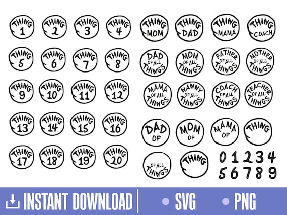 Thing 1 Svg, Thing 2 Svg, Thing Mom, Thing Dad, Mother of all things Svg, Cut files for Cricut, instant download, COD019