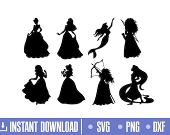Princess Silhouette svg, Princess svg, dxf, Cut files for Cricut and Silhouette, instant download, COD088