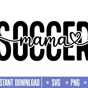 Puede incluir: Diseño en blanco y negro con el texto "Soccer mama" con un corazón en el medio de la palabra "mama".