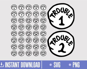 Trouble 1 Svg, Trouble 2 Svg, Thing Layered, Cut files for Cricut, instant download, COD103