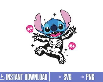 Stitch Svg, Skeleton Stitch SVG, Halloween Svg, Cut files for Cricut Svg, png, instant download, COD096