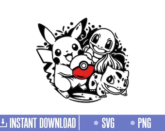 Poke Svg, Ball Svg, Pika Friends Svg, Characters SVG, Cut files for Cricut, Svg, png, instant download, COD075
