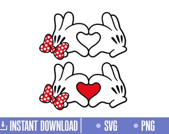 Mouse Love Svg, Heart Hands SVG, Cut files for Cricut Svg, png, instant download, COD115