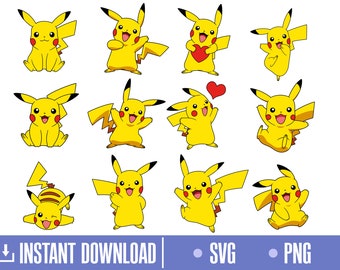 Poke Svg, Ball Svg, Pika Svg, Characters SVG, Cut files for Cricut, Svg, png, instant download, COD003