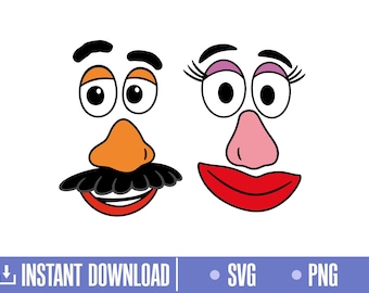 Mr Potato Svg, Mrs Potato Svg, Potato Couple Svg, Cut files for Cricut Svg, png, instant download, COD105