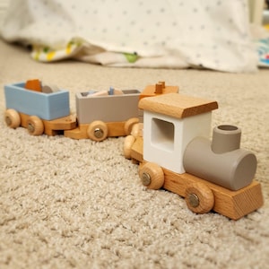 Wooden Toy Train Handcrafted Educational Toys Developmental Montessori Toy Handmade Eco-Friendly, Developmental and Educational Toy for Kids