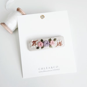 Embroidered Hair Clip | Lilac Rose