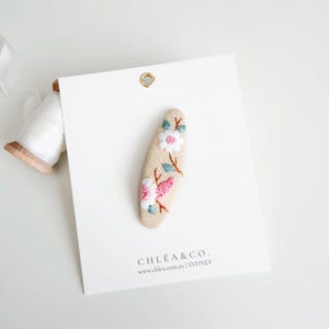 Embroidered Cherry Blossom | Oval Hair Clip