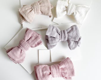 Pointelle Topknot Headband | Newborn Baby Toddler Headband | Baby Girl Gift | Baptism Outfit | First Birthday Outfit |Oversized Bow Headband