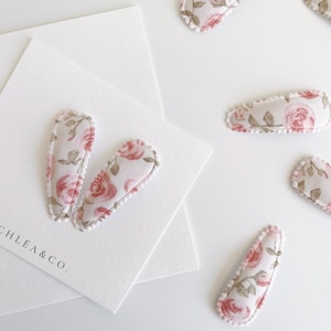 Blush Garden Rose Fabric Hair Clip | Pink Baby Hair Clip | Baby Girl Gift | Flower Hair Clip | Fringe Clip | Cute Hair Clip | Snap Clip