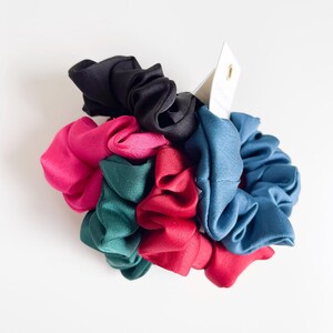 Set of 5 Mini Satin Scrunchies | Midnight Bloom | Colourful Scrunchies | Little Girl Toddler Scrunchies | Gift For Girls | Flower Girl Gift