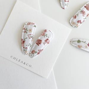Hazel | Fabric Hair Clip | Baby Girl Hair Clip | Hair Bow | Baby Girl Gift | Flower Hair Clip | Fringe | Cute Hair Clip | Snap Clip