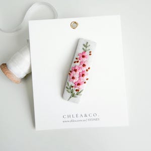 Embroidered Hair Clip | Pink Botanical