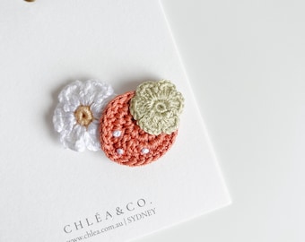 Strawberry Bloom Crochet Clip | Hand Knitted Strawberry Flower Snap Clip | Handmade Hair Accessories | Cute Toddler Kid's Girl Gift