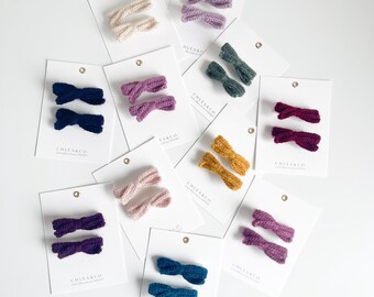Edelin Häkelzopf-Set | Gehäkelte Haarspange mit Schleife | Haarspange mit Fransen | Vintage-Haarschleife | Zopf-Set für Kleinkinder | Zopfschleife | Geschenk für Mädchen
