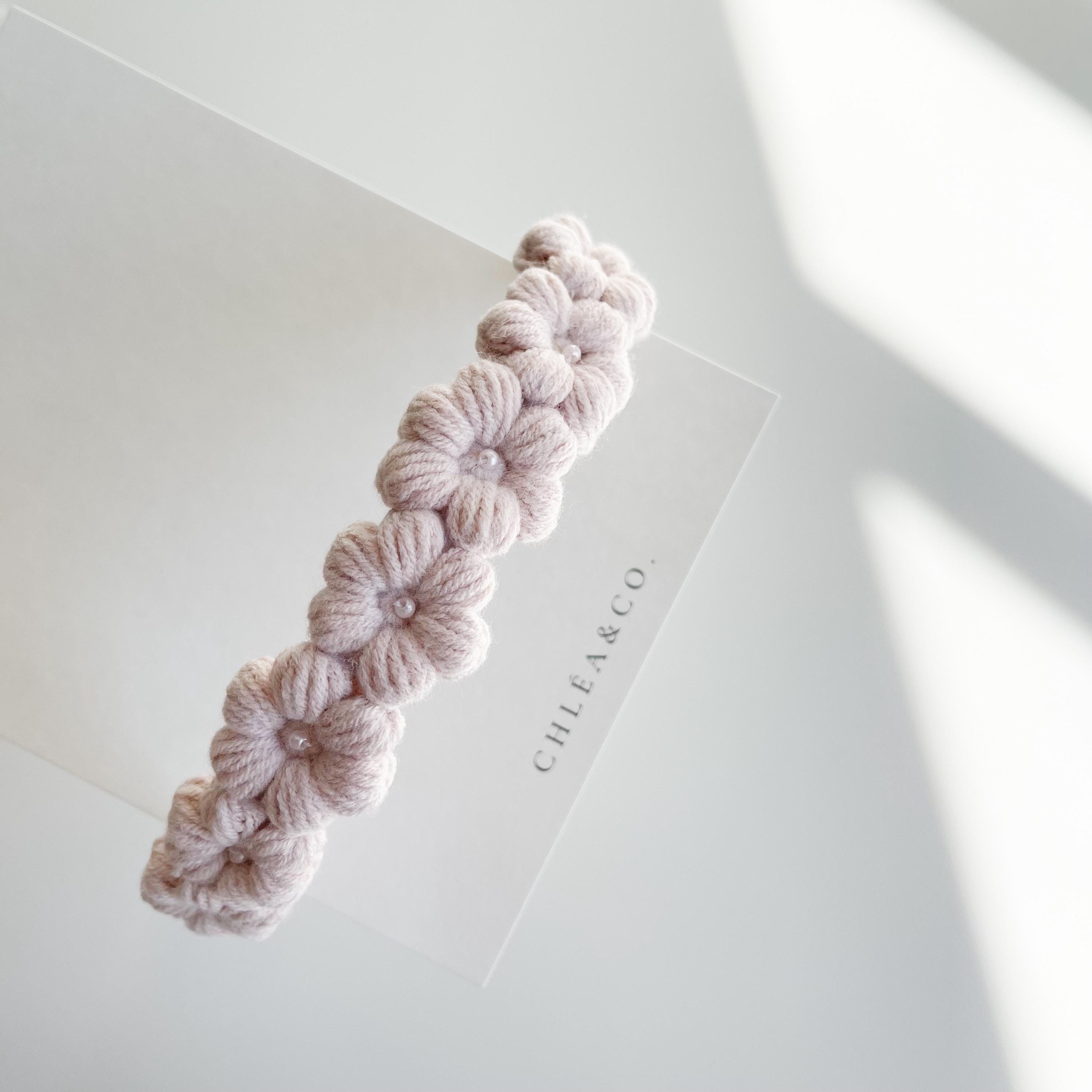 Periwinkle Crown Crochet Headband | Flower Girl Headband  display picture 2