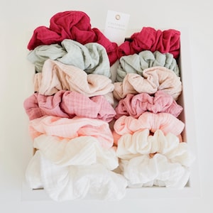 Mum & Little One Muslin Scrunchies | Mini Scrunchies | Large Scrunchies | Oversized Scrunchies | Colourful Scrunchies | Bridesmaid Gift