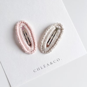 Set of 2 Crochet Hair Clip | Pretty Hair Clip | Soft Neutral Hair Clip | Snap Clip  | Cute Baby Girl Hair Clip | Baby Girl Gift | Soft Pink