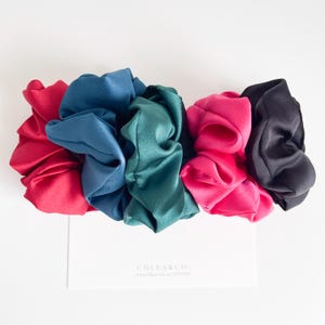 Set of 5 Small Satin Scrunchies | Midnight Bloom | Colourful Scrunchies | Bridesmaid Gift | Gift For Girls | Flower Girl Gift