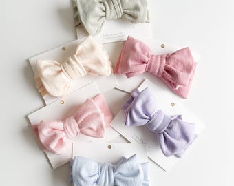 Soft Pointelle Newborn Headband: Neutral Pastel Colors, Baby Photo Prop