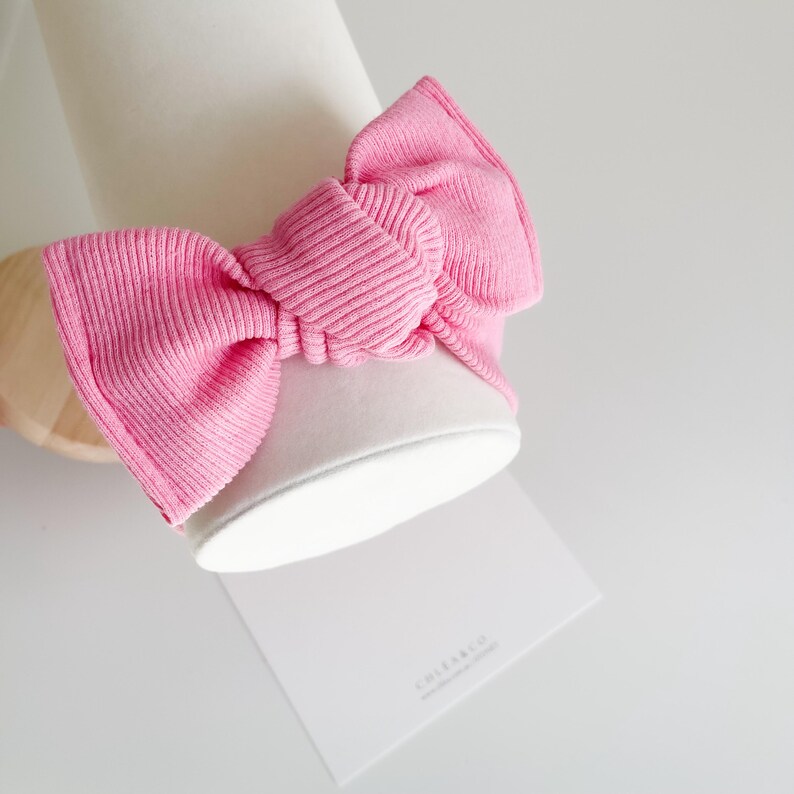 Iola Bow Newborn Headband | Tiny Baby Top Knot Headband | Soft Bow Headband |Baby Girl Headband | Cute Bow | Baby Girl Gift Lotus Pink