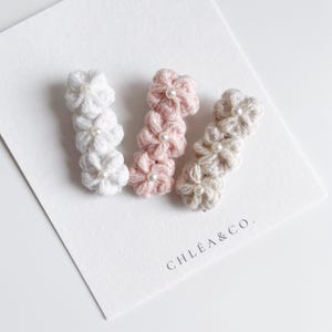 Petite Pearl Crochet Hair Clip | Daily Hair Clip | Soft Neutral Hair Clip | Cute Baby Toddler Hair Clip | Baby Girl Gift | Knitted Hair Clip