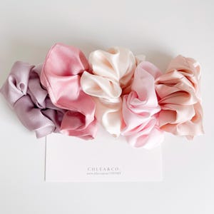 Set of 5 Small Satin Scrunchies | Bubblegum | Colourful Scrunchies | Bridesmaid Gift | Gift For Girls | Flower Girl Gift