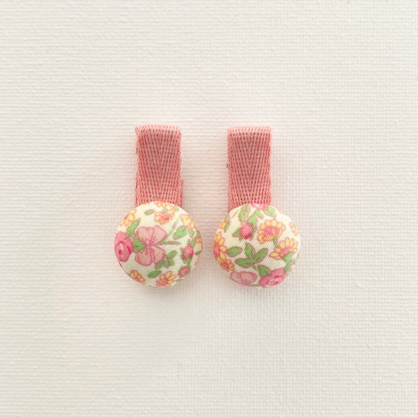 Candy Button Pink Clips, Baby Infant Girl Toddler Hair Clip, Hair bows, Baby Girl Gift, Fabric Hair Clip, Baby Fine Hair