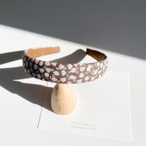 Dainty Flower Brown Headband | Hard Headband | Fabric Headband | Summer Headband | Vintage Headband | Kids Toddler Headband